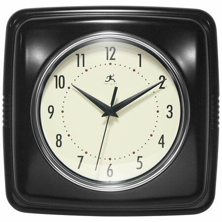 INFINITY INSTRUMENTS Square Retro Black Wall Clock, 9.25 in. 13228BK-4103